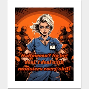 Halloween? No big deal. I deal with monsters every shift Posters and Art